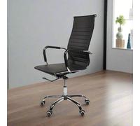 Evre High Back Boardroom Black Faux Leather Desk Chair With Chrome Finish