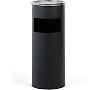 Evre Matt Black Stainless Steel Standing Ashtray Cigarette Bin Outdoor Indoor Rubbish Bin With Inner Bucket 17L