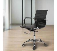 Evre Mid Back Boardroom Black Faux Leather Desk Chair With Chrome Finish