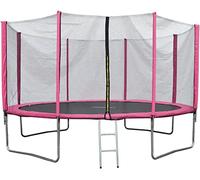 Evre Outdoor Trampoline with Safety Net, Padded Poles and Ladder in Blue or Pink 8 10 12 14 Ft