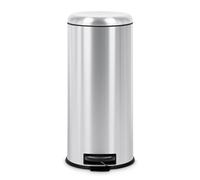 Evre Round 30L Stainless Steel Silver Waste Bin With Pedal Removable Compartment And Non Slip Base