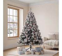 Evre Snowy Spruce Artificial Christmas Tree 7Ft 210Cm 2.1M Pine Cone Berries 1000 Tips White Christmas Tree 4/5/6/7/8 Ft Available