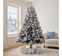 Evre Snowy Spruce Artificial Christmas Tree 7Ft 210Cm 2.1M Pine Cone Berries 1200 Tips White Christmas Tree 4/5/6/7/8 Ft Available