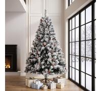 Evre Snowy Spruce Artificial Christmas Tree 8Ft 240Cm 2.4M Pine Cone Berries 1500 Tips White Christmas Tree 4/5/6/7/8 Ft Available