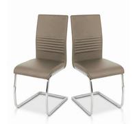 EVRE Taupe Pu Leather Cantilever Office Chairs Set Of 2 High Back Conference & Meeting Chairs
