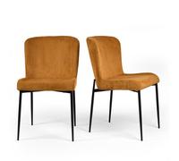 Evre Yellow Freddie Dining Chairs Set Of 2, Upholstered, Corduroy, Stain-Resistant, Metal Frame, Non-Marking Foot Caps - 9 Colours