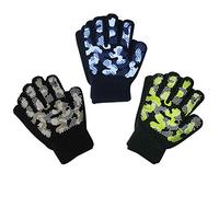 EvridWear Boys Magic Stretch Gripper Gloves 3 Pair Pack Assortment, Kids One Size Winter Warm Gloves Sports Set for Children Ages 6-14 Year - Multicolored -