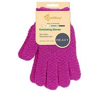 Evridwear Exfoliating Gloves Double Texture Shower Spa Massage Body Exfoliating Dead Skin Cell Gloves with Hanging Loop (1 Pair Innuendo Heavy Glove)
