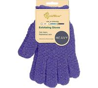 Evridwear Exfoliating Gloves for Shower, 100% Nylon Thick Soft Medium Heavy Bathing Gloves Dead Skin Remover Body Scrubber Smooth Skin with Hang Loop, 1 Pair Heavy Hot Pink