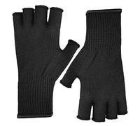 Evridwear Merino Wool Fingerless String Knit Liner Touchscreen Gloves 4 Colors, Black, S/M