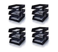 Evrite A4 lettertray with risers Black letter tray - pack of 12 trays + 8 riser sets