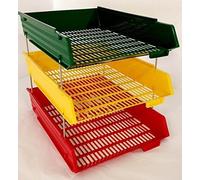 Evrite A4 lettertray with risers traffic light colours bundle yellow/green/red letter tray - pack of 3 trays + 2 riser sets