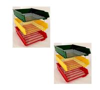 Evrite A4 lettertray with risers traffic light colours bundle yellow/green/red letter tray - pack of 6 trays + 4 riser sets