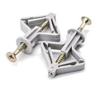 EVRU 100Pcs Plasterboard Wall Plugs and Screws Set, Plasterboard Fixings, 50pcs Anti-Rotational Expansion Tube and 50pcs Plasterboard Anchor Screws, Drywall Cavity Wall Fixings