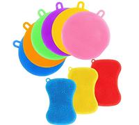 EVSOFMLF Silicone Sponge 9 Pack Sponges for Dishes Silicone Scrubber Dish Brush Kitchen Cleaning Sponges Silicone Dishwasher-Safe Brush Pad Double Sided for Kitchen (9 Pack-New)