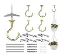 Evsteluo 4 Pack Heavy Duty Ceiling Hooks 2.4", Screw-in Metal Swag Hooks for Hanging Plants Pendant Lights, Elegant Ceiling Hook for Wood Drywall, Modern Home Decor (Gold)