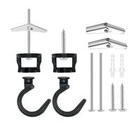 Evsteluo Rotatable Swag Ceiling Hooks for Hanging Plants Heavy Duty Swivel Hook with Hardware Ceiling Installation Cavity Wall Fixing(2 Sets Black)