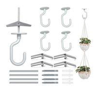 Evsteluo White Swag Ceiling Hooks - 4 Sets with Hardware for Hanging Plants, Drywall and Ceiling Installation, Heavy Duty Design