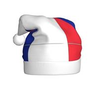 EVSvcxz French Flag Print Unisex Christmas Party Hat, Novelty Xmas Santa Cap For Adults, Plush Winter Hat