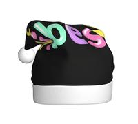 EVSvcxz Simple Vibes Art Words Print Unisex Christmas Party Hat, Novelty Xmas Santa Cap For Adults, Plush Winter Hat