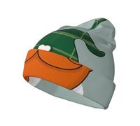 EVSvcxz St Patrick Day Gnomes Print Beanie Knit Hat for Women and Men, Warm Winter Skull Cap, Slouchy Cable Cuffed Ski Hat Black