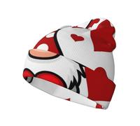 EVSvcxz Valentine Day Gnomes Print Beanie Knit Hat for Women and Men, Warm Winter Skull Cap, Slouchy Cable Cuffed Ski Hat Black