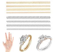 EVTHUR 8 Pack Ring Size Adjuster, Ring Adjuster for Loose Rings, Discreet Guards & Clips for Loose Rings - Universal Fit Smooth Comfort, Clear & Gold