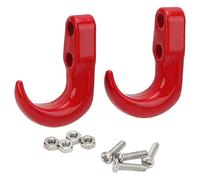 EVTSCAN 2Pcs RC Metal Bumper Trailer Hook Sickle Authentic Rescue Car Hook for Axial SCX24 1/24(Red)