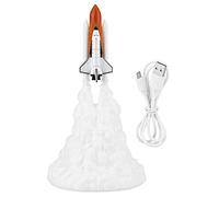 EVTSCAN 3D Print Rocket Lamp, Space Shuttle Lamp Night Light, with USB Rechargeable for Rocket Lovers LED Children Night Light Room Decor(Type A: L 28CM)