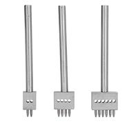 EVTSCAN 3Pcs Leather Pricking Irons Set, with 2/4/6 Prong, Round Punch Chisel for Hand Stitching, Lacing and Decorative Effects, for Leathercraft Projects(5mm)