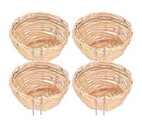 EVTSCAN 4 Pcs Hanging Round Handmade Bamboo Bird Nests for Cages, with Hook, for Breeding Finches, Canaries, Parrots, Garden Aviaries, Birdkeeping