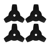 EVTSCAN 4Pcs 10 inches Brush Cutter Three-Tooth Blades Replacement Kit, 1.5mm Thickness, 1 inch Mounting Hole, 65Mn High-Carbon Steel, for Cutting