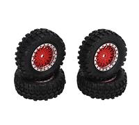 EVTSCAN 4PCS RC Car Wheels Mesh Wheels and Tires Set for Xiaomi Jimny XMYKC01CM 1/16 Remote Control Cars(Red)