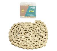 EVTSCAN 8 Speed Bicycle Chain Universal Carbon Steel Mountain Road Bike Chain Replacement for Outdoor Cycling Gold