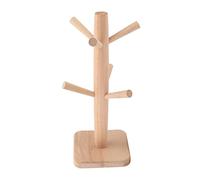 EVTSCAN Beech Coffee Cup Holder Furrow Design Mug Tree Cup Storage for Kitchen Home