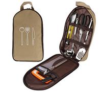 EVTSCAN Camp Kitchen Cooking Utensil Set - Stainless Steel Portable Multifunctional Kitchen Cookware Kit Camp Cooking Utensils for Outdoor Camping