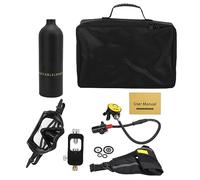 EVTSCAN DIDEEP 1L Mini Scuba Tank Diving Set with Breather/Relief Valve/Strap/Diving Goggles/Adapter/Handbag (Black)