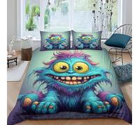 EVURUUMT Halloween duvet set - soft microfiber bedding with ghost, witch, pumpkin and bat designs,Hyde the Monster duvet cover double, perfect for kids with bold personalities