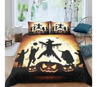 EVURUUMT Halloween duvet set - soft microfiber bedding with ghost, witch, pumpkin and bat designs, perfect for kids with bold personalities duvet cover king size