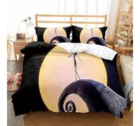 EVURUUMT Nightmare Christmas Duvet Set - Soft microfiber bedding with spooky Black Jack, single duvet cover set grinning jack-o'-lanterns and festive ghosts of the dark for a spooky Christmas vibe