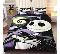 EVURUUMT Nightmare Christmas Duvet Set - super king duvet cover with spooky Black Jack, grinning jack-o'-lanterns and festive ghosts of the dark for a spooky Christmas vibe