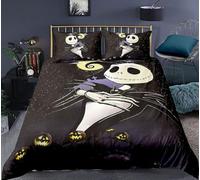 EVURUUMT Nightmare Christmas Duvet Set - super king duvet cover with spooky Black Jack, grinning jack-o'-lanterns and festive ghosts of the dark for a spooky Christmas vibe