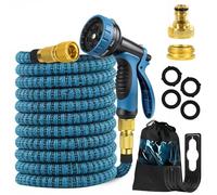 Evviee 100FT Expandable Garden Hose Pipe, Flexible Hose Pipe with 10-Pattern Spray Nozzle, Heavy Duty Water Hose with 3/4", 1/2" Fittings, Latex Core, Durable 3750D, Kink-Free