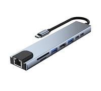 Evvmnaks 1 PCS USB C Hub Type C to 4K -Compatible Adapter with Ethernet RJ45 SD/TF USB-C Data PD Fast Charge