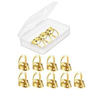 Evvmnaks 12 Pcs Guitar Finger Picks, Adjustable Metal Finger Thumb Picks for Guitar, Banjo,Gold