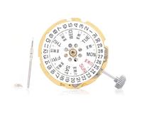 Evvmnaks 1Set 8200 Movement with Calendar Plate+Week Plate+Handle Replacement 8200 Double Calendar Watch Movement Gold