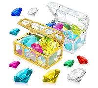 Evvmnaks 24 PCS Diving Gem Pool Toys Colorful Summer Swimming Gem Diving Pirate Boxes Underwater Swimming Toy Set