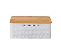 Evvmnaks Bread Bin,Innovative Bread Box Thanks to Carbon Coating,with Integrated Ventilation Holes,Including Bamboo Lid White