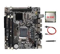 Evvmnaks H55 Motherboard Accessories Parts Kits LGA1156 Supports I3 530 I5 760 Series CPU DDR3 Memory +I3 530 CPU+Switch Cable+Thermal Grease