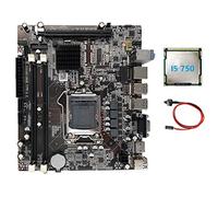 Evvmnaks H55 Motherboard Computer Motherboard LGA1156 Supports I3 530 I5 760 Series CPU DDR3 Memory +I5 750 CPU+Switch Cable